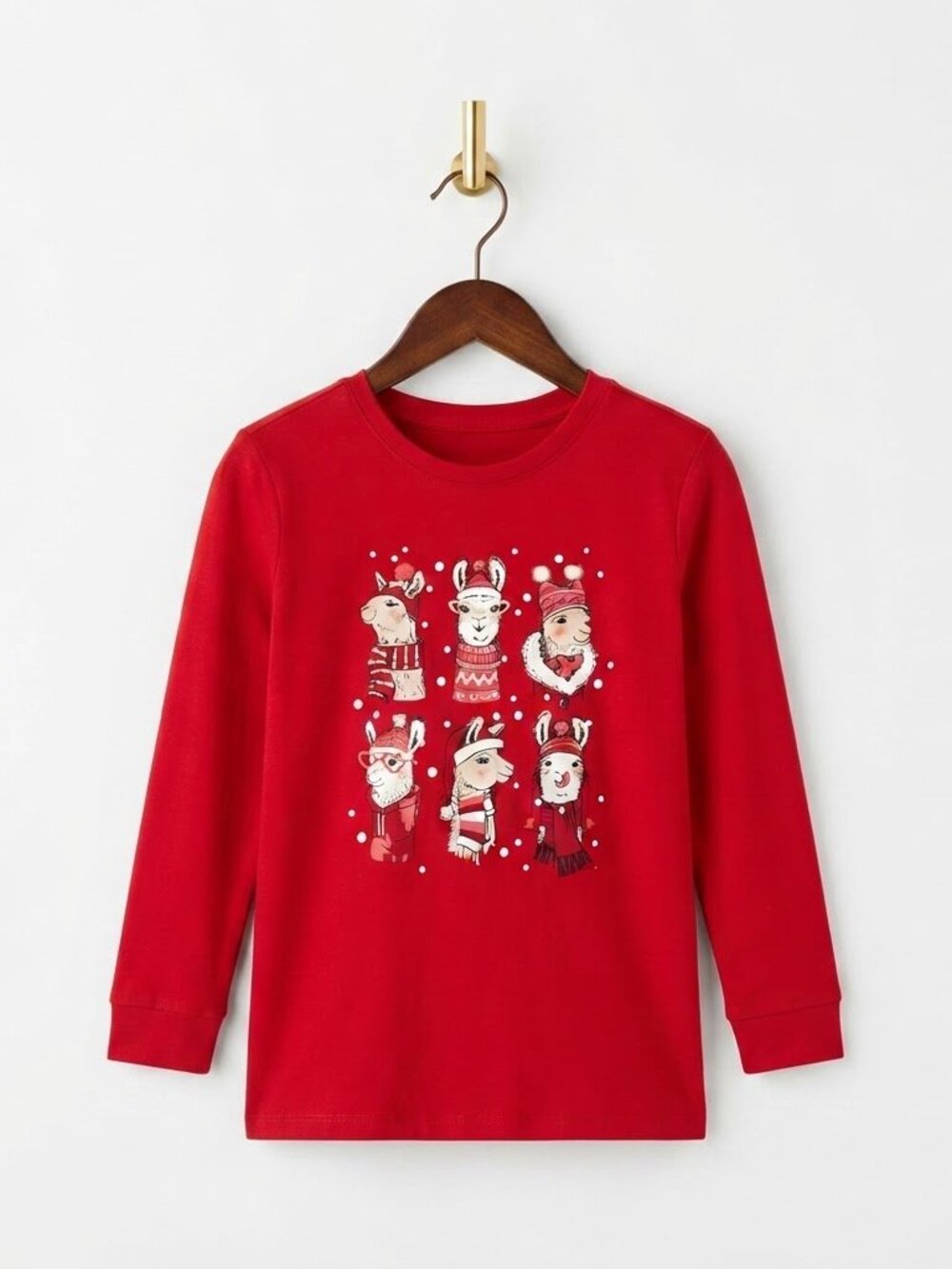 Baby Gap Sleep Shirt Size 3 Years Red Christmas Llama Graphic Winter Pajamas